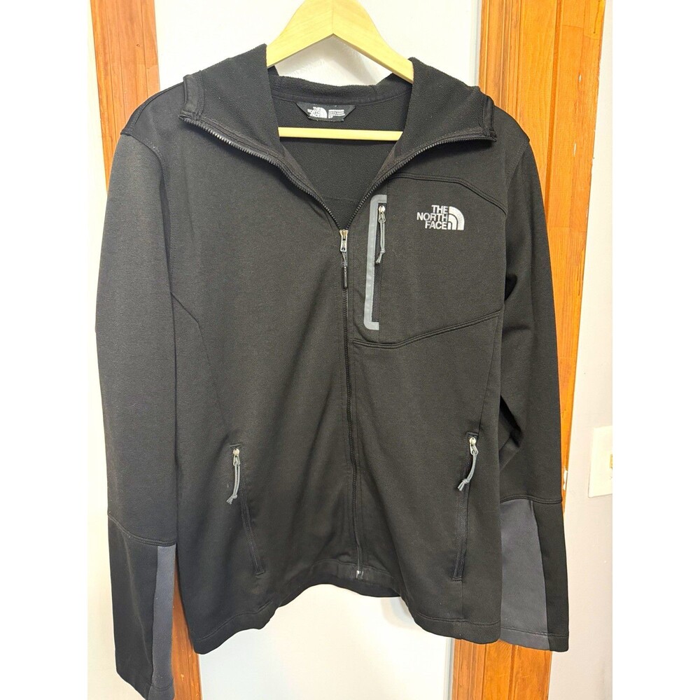 The North Face Mens Black Full Zip Hooded Fleece Hoodie Zip Pockets Logo S